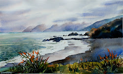 coastal beach california watercolor david lobenberg painting notrh davidlobenberg coast landscape sheet north