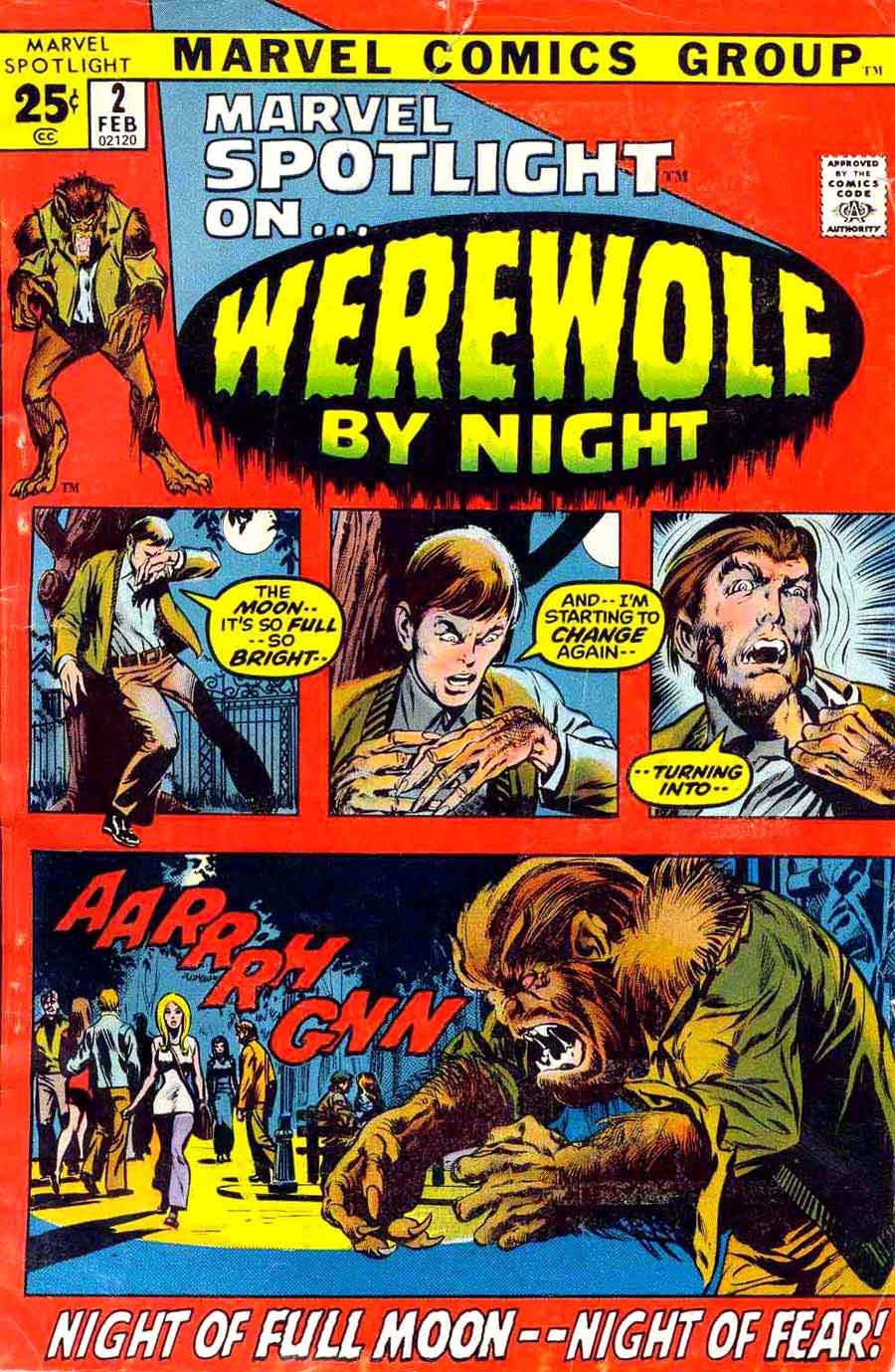 Marvel Spotlight #2 key issue 1970s bronze age neal adams comic book cover - 1st appearance Werewolf by Night