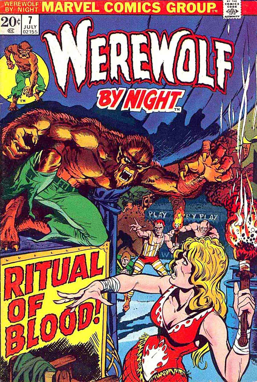Werewolf by Night v1 #7 1970s marvel comic book cover art by Mike Ploog