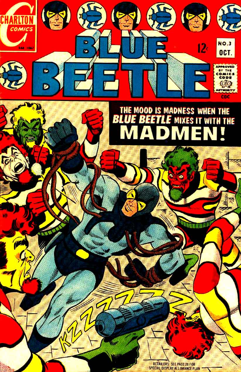 Blue Beetle v5 #3 charlton 1960s silver age comic book cover art by Steve Ditko Blue Beetle v5 #3 charlton 1960s silver age comic book cover art by Steve Ditko