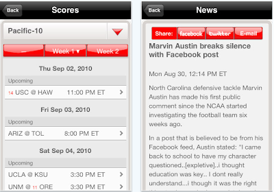 NCCA football news iPhone app