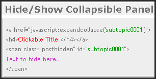 Add Hide Show Collapsible panel in blogger blog