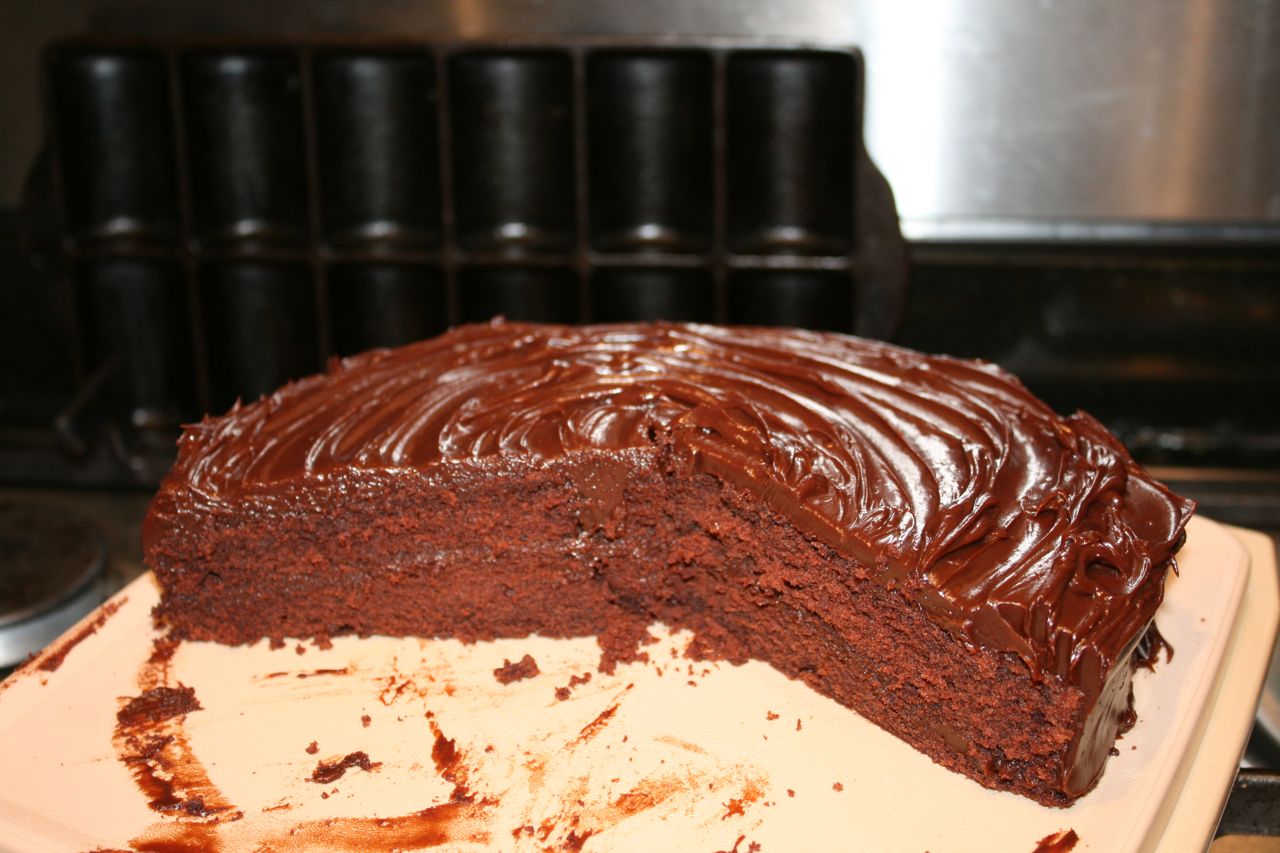 Chocolate Layer Cake with Caramel Ganache