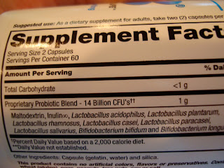 Supplement Facts on back of kefir package