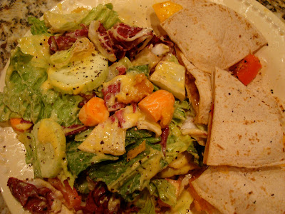 Vegan Quesadillas with Raw Vegan Cheezey Spread next to salad
