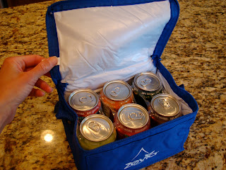Zevia drinks inside insulated lunch bag
