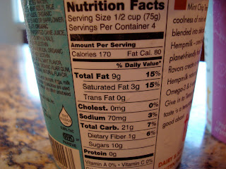 Nutrition Facts on Ice Cream container