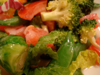 Close up of Raw Salad with Vegan Slaw Dressing