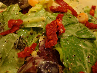 Close up of salad with Creamy Tahini Raw Vegan Dressing
