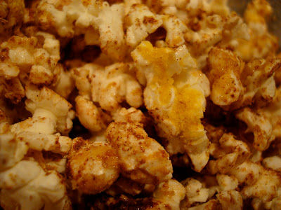 Close up of coated popcorn