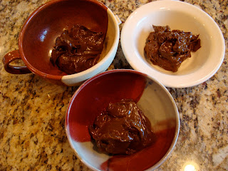 Raw Vegan Chocolate Mousse in three bowls