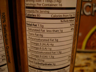 Nutrition Label of Flax Oil Dressing
