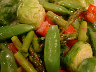 Close up of Vegetables on Romaine