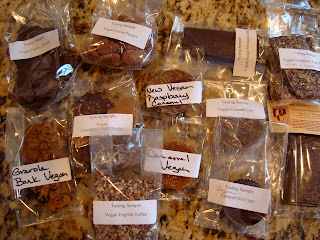 Vegan Goodies & Chocolates laid out on countertop
