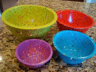 Nesting bowls laid out on countertop