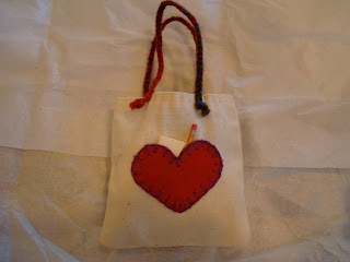 Handmade bag with red heart