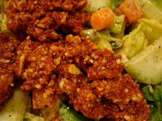 Raw Vegan Taco Salad showing the taco meat and mixed salad