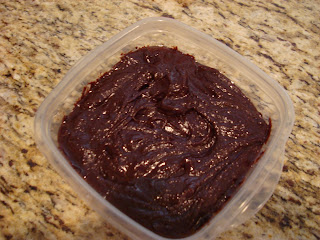 Finished brownie batter in clear container