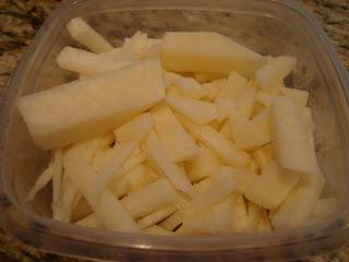 Cut up jicama in clear container