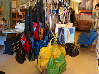 Handing purses and bags on metal rack