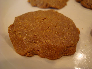 Up close of one Maple & Flax "Peanut Butter" Pancake-Cookies