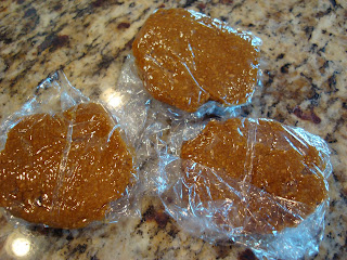 Individual Maple & Flax "Peanut Butter" Pancake-Cookies wrapped in plastic wrap