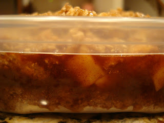Side of Apple Crumble in clear dish