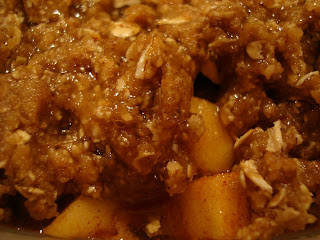 Close up of crumble on Raw Vegan Apple Crumble