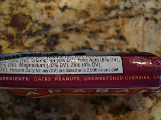 Nutritional facts on side of Larabar package