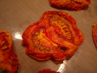 Up close of dehydrated tomato slice