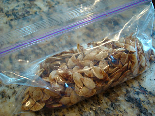 Ziptop bag filled with squash seeds