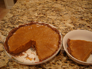 Finished pie with slice taken out and slice in shallow dish