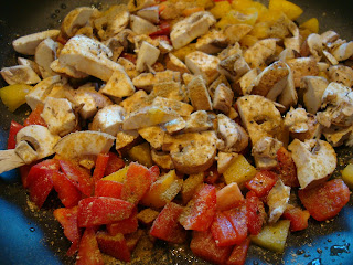Close up of ingredients in saute pan