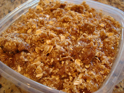 Finished Raw Vegan Apple Crumble in clear container