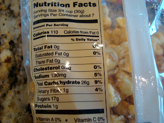 Nutritional Facs on back of Caramel Popcorn bag