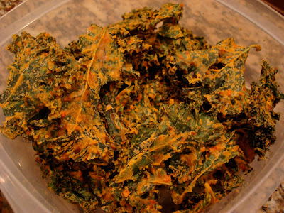 Raw Vegan Kale Chips in clear container