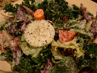 Salad slathered in Creamy Tahini "Cesar" Inspired Vegan Dressing