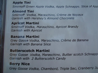 Specialty martini drink list