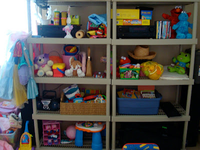 Shelves full of toys