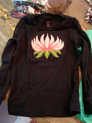 Black shirt with lotus flower