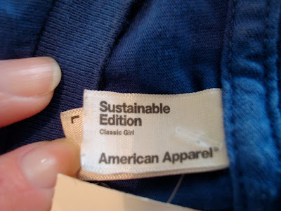 Tag on shirt from American Apparel