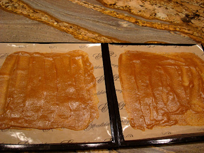 Crepe mixture after five hours of dehydration being flipped