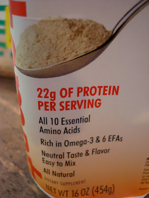 Container saying 22g of protein per serving