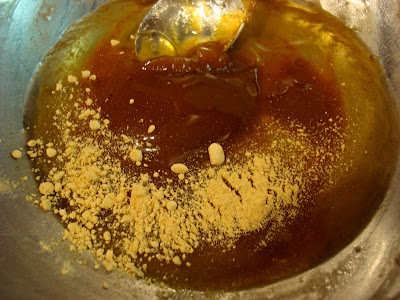 Ingredients to make Pumpkin Honey Tofu glaze in bowl