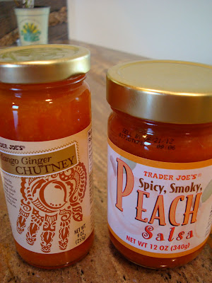 Jars of Peach Salsa and Ginger Mango Chutney