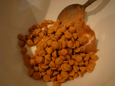 Butterscotch chips added to peanut butter and butter