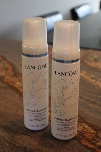 Two bottles of Lancome's Mousse Radiance Clarifying cleanser