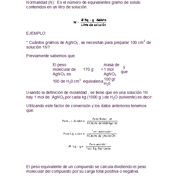 Molaridad Y Normalidad