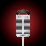 Silver Microphone Red Background