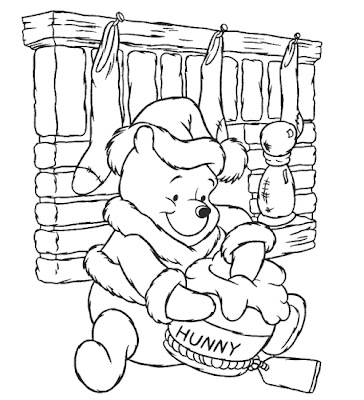 Disney Cartoon : winnie the pooh christmas coloring pages